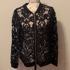 Black lace zip up jacket